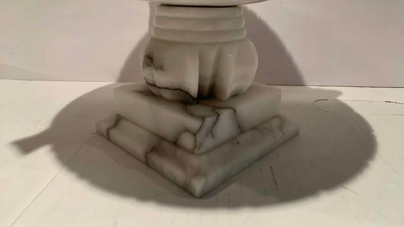 Photo 1 of ALABASTER BIRD BATH WITH SEAS SHELLS 9.5” X 8”