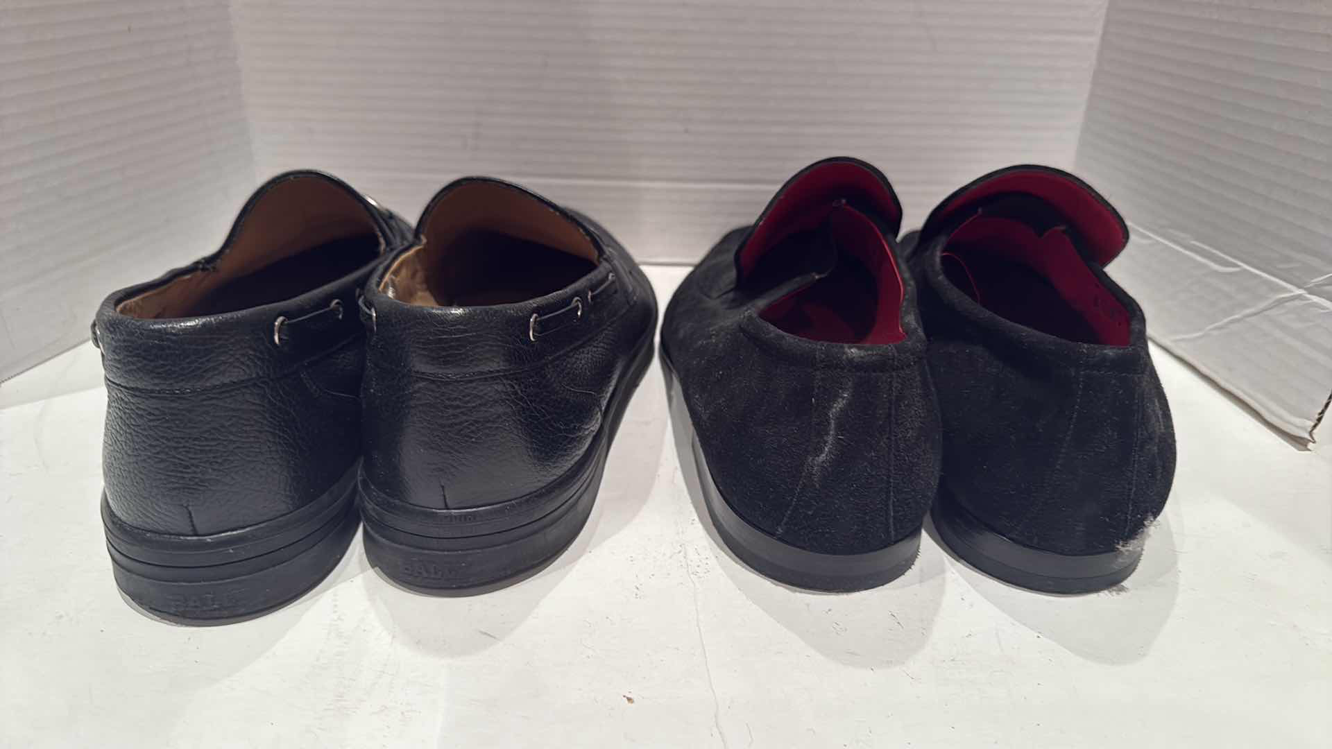 Photo 1 of 2-PAIRS BALLY DESIGNER MEN’S BLACK LOAFER SHOES (SIZE 9.5, 10)