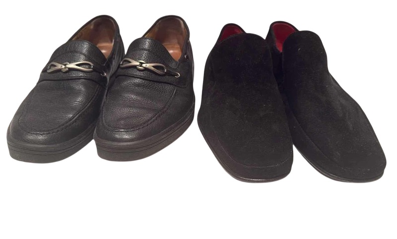 Photo 1 of 2-PAIRS BALLY DESIGNER MEN’S BLACK LOAFER SHOES (SIZE 9.5, 10)
