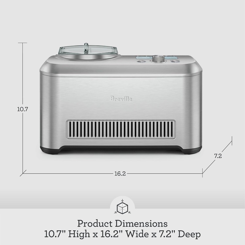 Photo 1 of BREVILLE SMART SCOOP ICE CREAM MAKER BCI600XL, BRUSHED STAINLESS STEEL