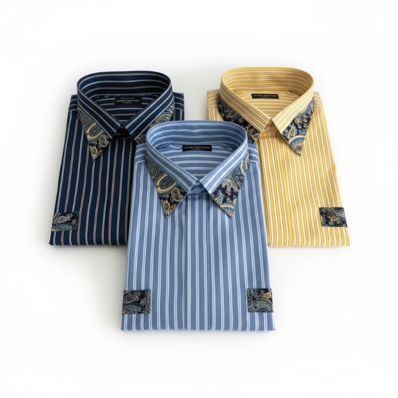 Photo 1 of 6-NEW MEN'S DESIGNER LONG SLEEVE DRESS SHIRTS LONG-SIZE XL