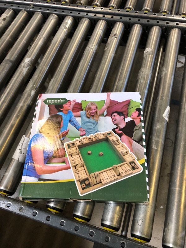 Photo 1 of ropoda Wooden Shut The Box Game (2-4 Players) - Large 4 Sided Board, 8 Dice, Rules - Amusing Addition Game for Kids & Adults, 12 Inch