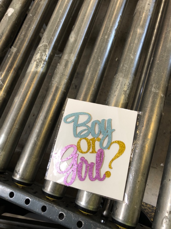 Photo 1 of AMINJIE Boy or Girl Cake Topper, Glitter Baby boy or girl Gender Reveal Party Cake decorations Supplies, Baby Shower / 1st Birthday Party Photo Booth Props