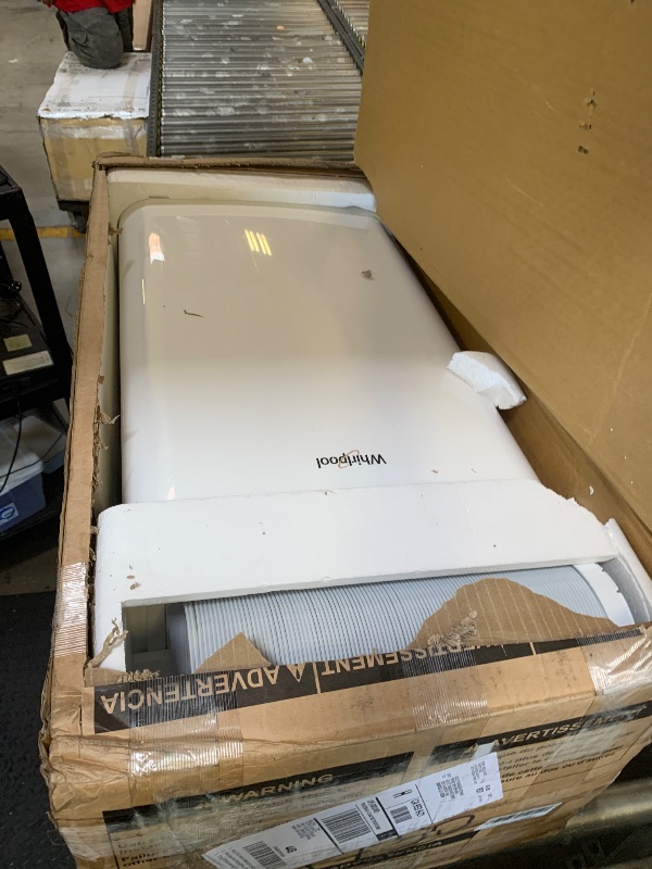 Photo 1 of Whirlpool 14,000 BTU Portable Air Conditioner with Heater and Dehumidifier for Living Room, Apartment, or Bedroom, 115V, Portable AC for Rooms up to 700 Square Feet with Remote, 3 Speeds, Timer, White