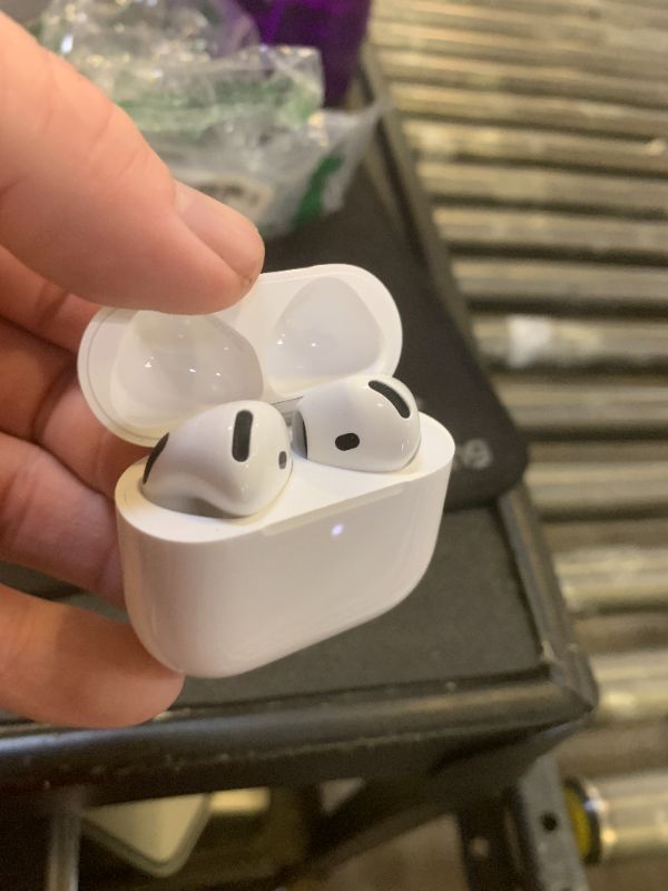Photo 1 of Apple AirPods 4 Wireless Earbuds, Bluetooth Headphones, Personalized Spatial Audio, Sweat and Water Resistant, USB-C Charging Case, H2 Chip, Up to 30 Hours of Battery Life, Effortless Setup for iPhone