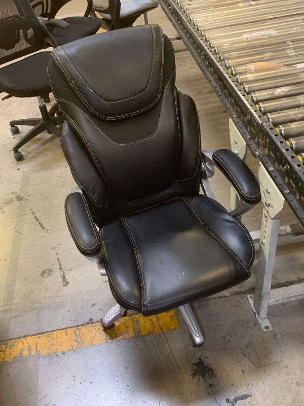Photo 1 of Black Leather Office Chair 