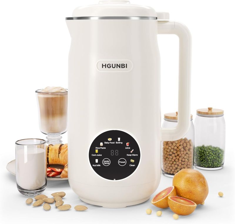 Photo 1 of 8-in-1 Automatic Nut Milk Maker Machine, 50oz Soy Milk Maker with 12 Blades, Nut Milk Maker Blender for Homemade Plant-Based Milk, Oat, Soy, with Self-Cleaning, Keep Warm, 12-Hour Delay
