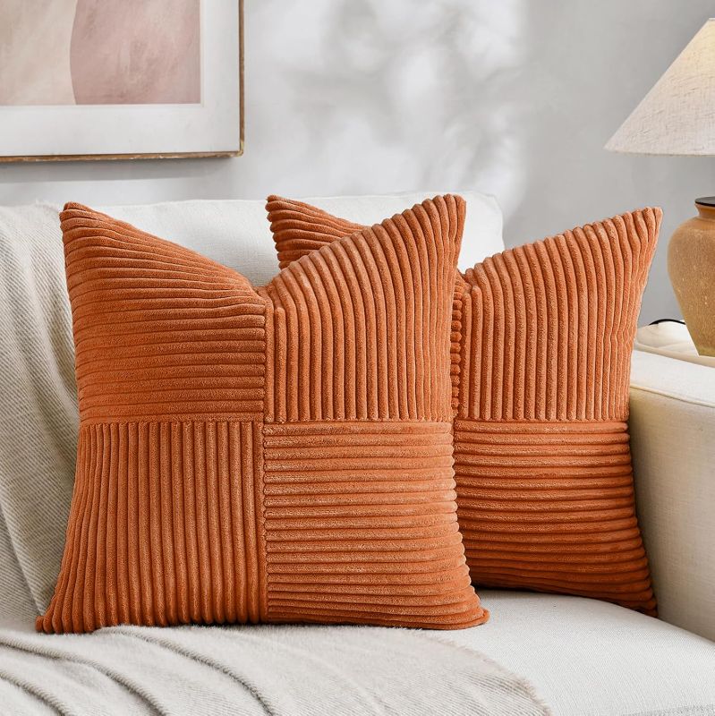 Photo 1 of Fancy Homi 2 Packs Burnt Orange Lumbar Decorative Throw Pillow Covers
