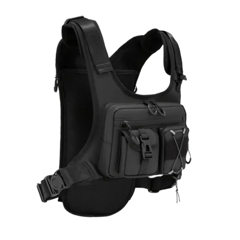 Photo 1 of Chest Rig Bag Adjustable Shoulder Straps Chest Pack for Travel Riding Skiing Black