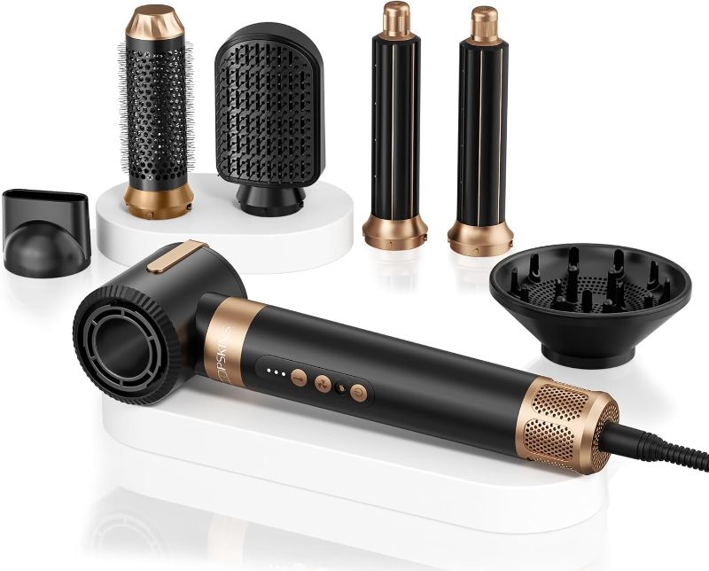 Photo 1 of Atopskins Blow Dryer Brush, 7 in 1 Hair Dryer Hot Air Brush 110,000 RPM with Negative Ion Hair Styler for Fast Drying Straightening Curling Voluming (Black)
