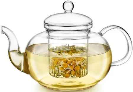 Photo 1 of Teabloom Blossoms Glass Teapot – Stovetop and Microwave Safe Borosilicate Glass Teapot with Removable Loose Tea Glass Infuser (32 Oz) - Tea Purist's Choice
