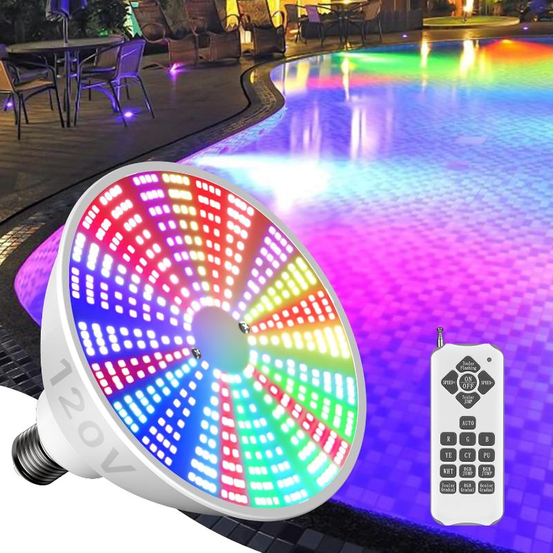 Photo 1 of Litezone 2025 LED Pool Lights Bulb: Remote Control 45W 120V RGBW Pool Light for Inground Pools with 15 Light Modes - 7000K Pool Lighting - E26 Replacement...
Size:45W