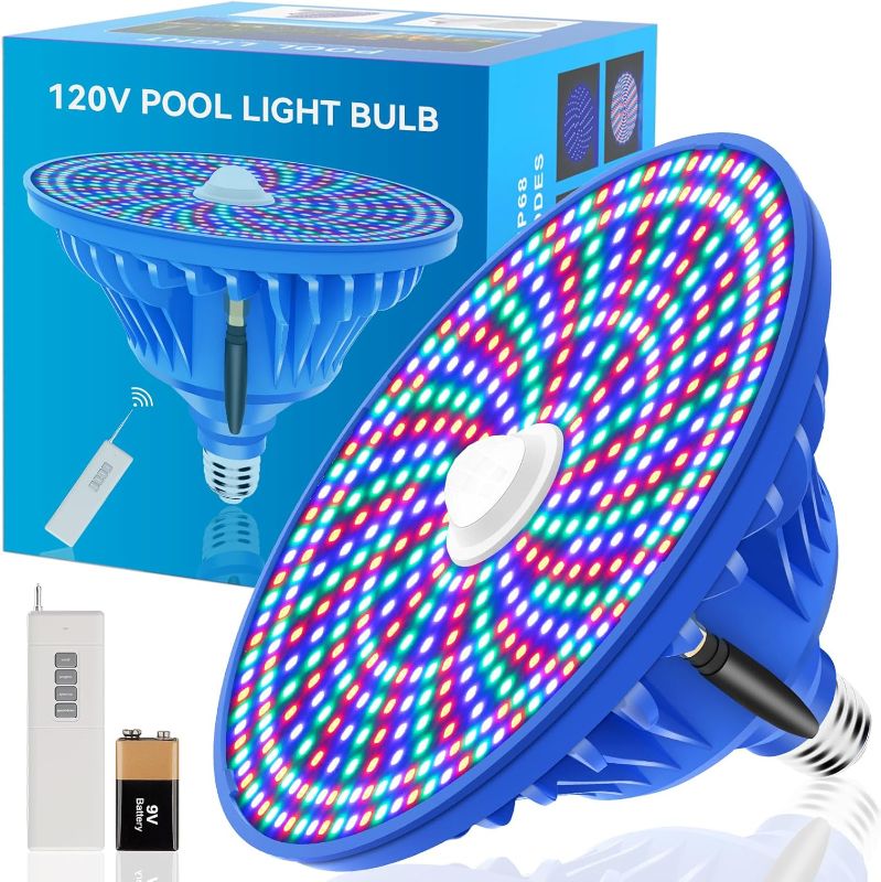 Photo 1 of CEDIO Pool Lights for Inground Pool, 120V 90W Led Pool Light Bulb for Inground Pool, Color Changing Underwater Pool Light with Remote Control, E26/E27 Replacement (Blue)
