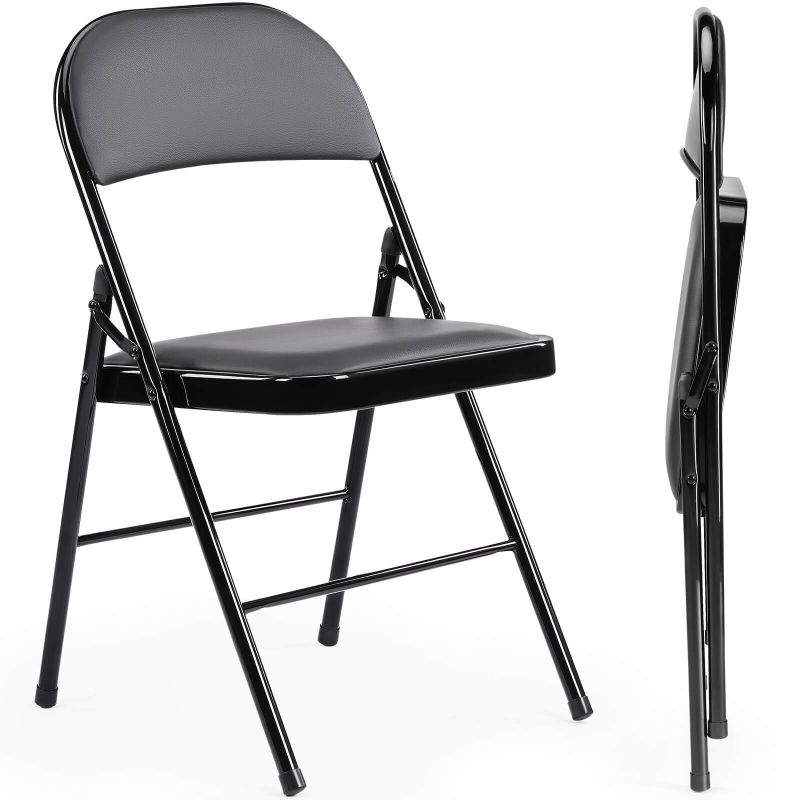 Photo 1 of Sweetcrispy Folding Chair 
 Leather Padded Folding Chairs, Sturdy Metal Foldable Chairs, Easy to Use and Store, Outdoor and Indoor, for Home, Office, Party, Comfy