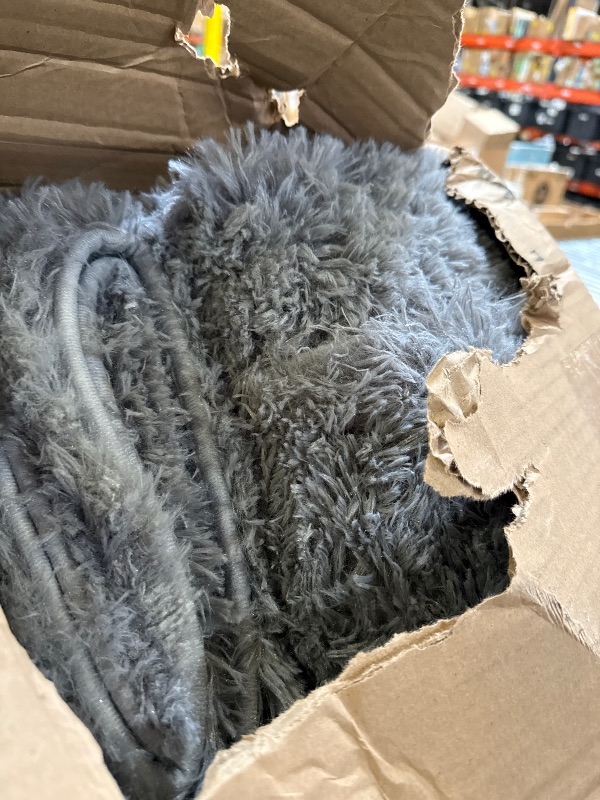 Photo 1 of Dark Gray Fluffy Rug Plush Carpet for Bedroom Dorm, Non-Slip High Pile Rug, Shag Rug for Playroom Nursery Home Office Decor 8X10 Ft