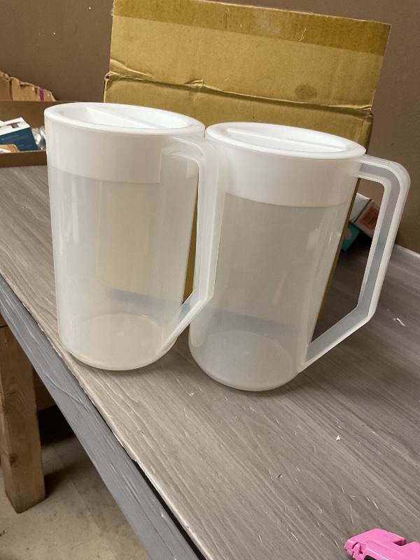Photo 1 of Amazing Abby - Kitchen Party - 2-Quart Plastic Pitcher (2-Pack), Unbreakable Water Pitcher with Lid, BPA-Free, Heat-Resistant, Dishwasher-Safe, Great for Both Iced and Hot Drinks, Indoors and Outdoors