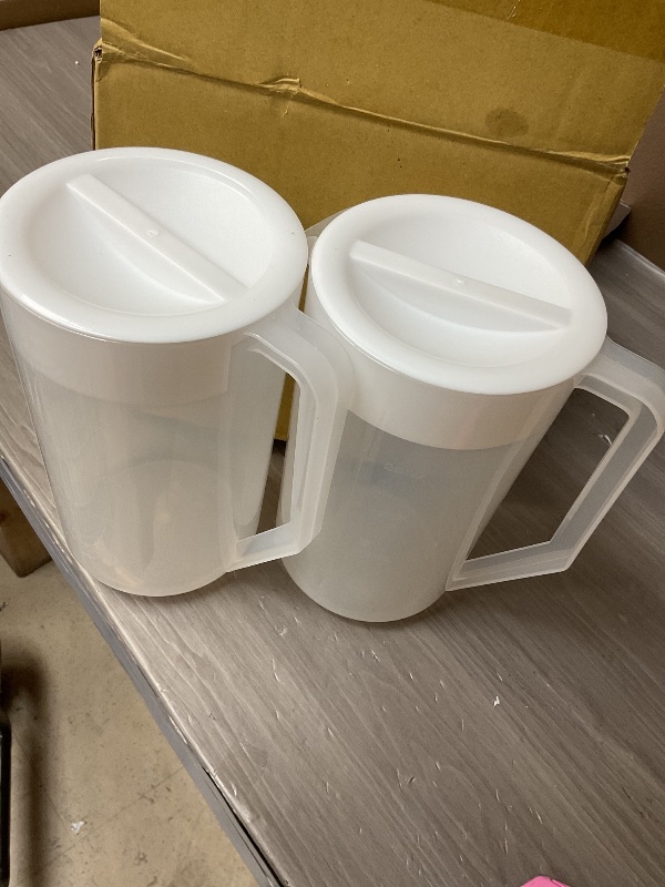 Photo 1 of Amazing Abby - Kitchen Party - 2-Quart Plastic Pitcher (2-Pack), Unbreakable Water Pitcher with Lid, BPA-Free, Heat-Resistant, Dishwasher-Safe, Great for Both Iced and Hot Drinks, Indoors and Outdoors
