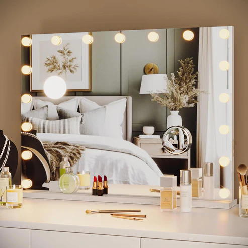Photo 1 of Garvee Vanity Mirror with 17 LED Lights, 3X Magnification, 3 Color Modes (3000K-6000K), USB Type-C Charging, 32x24 Metal Frame, White