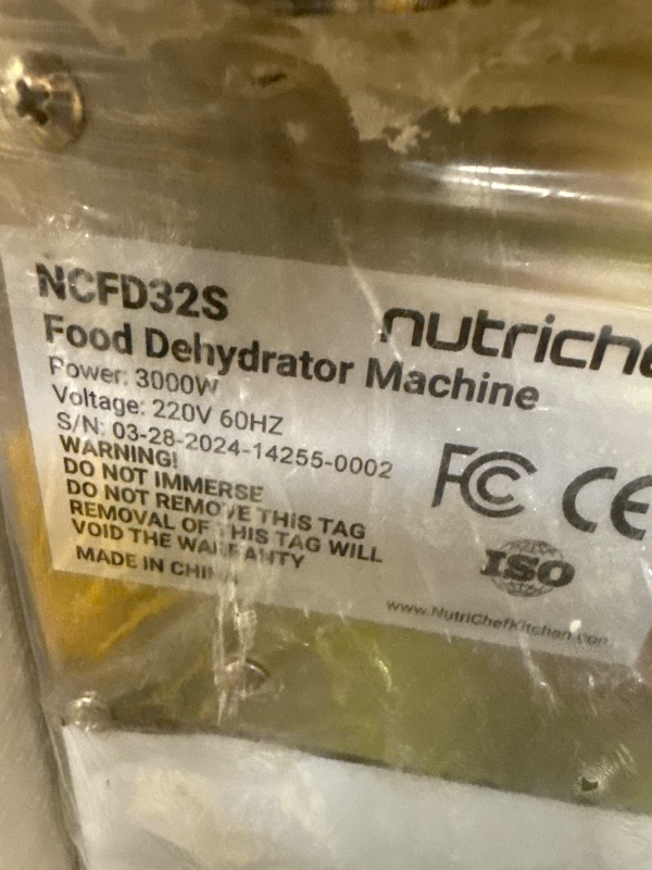 Photo 1 of NutriChef 32 Layer & 2 Chamber Commercial Food Dehydrator Machine - Stainless Steel Trays, Digital Timer and Temperature Control, Ideal for Jerky Meat, Fruit, Pet Treats, Vegetables, and Herbs
