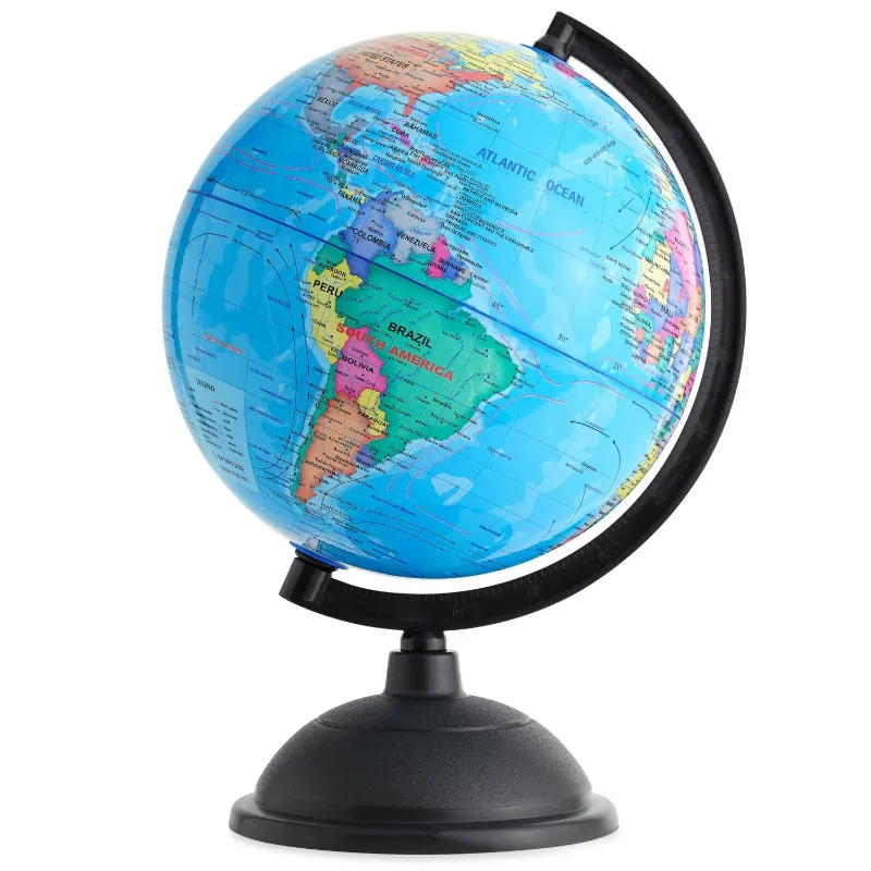 Photo 1 of Rotating World Globe with Stand for Kids Learning, 8-inch Spinning Earth Globe for Classroom Geography Education