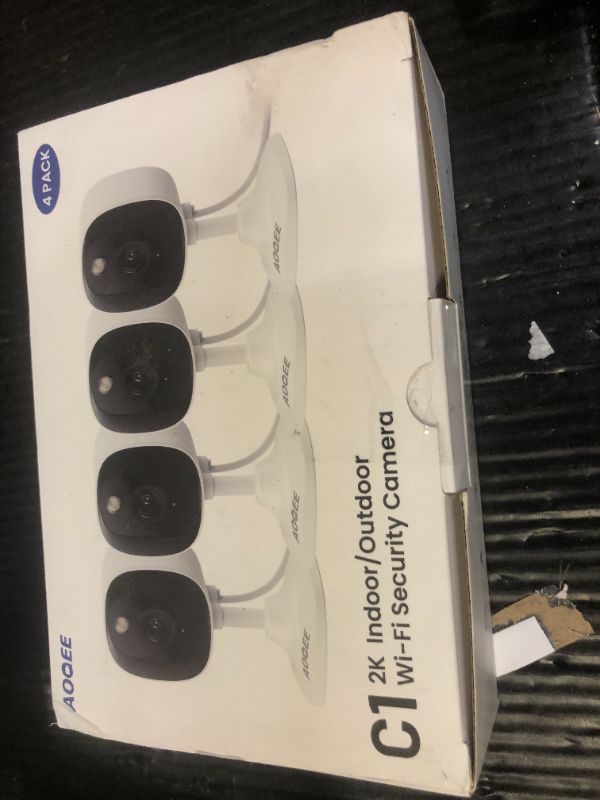 Photo 1 of AOQEE 2K Cameras for Home Security-Outdoor/Indoor Camera for Dog/Cat/Pet/Nanny/Baby, Color Night Vision, White Light, Siren, 24/7 SD Recordings, Works with Alexa/Google Home, C1 (C1-White-4pack-2.4G)