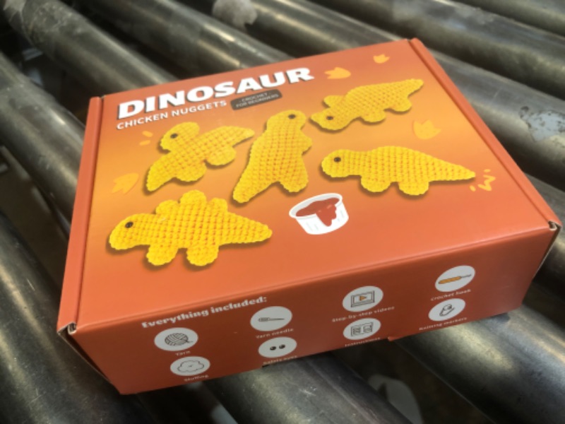 Photo 1 of Crochet Kit for Beginners - 5 PCS Dinosaur Chicken Nuggets Set With Step-by-Step Video Tutorials for Adults Kids