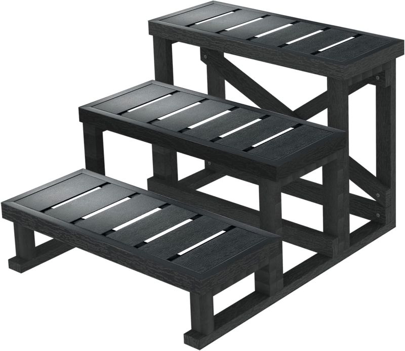 Photo 1 of Three Steps hot tub Steps, Wood-Plastic Composite Steps into hot tub, spa, Pool with Ease(27.5" L*21.3" H, Dark Grey)