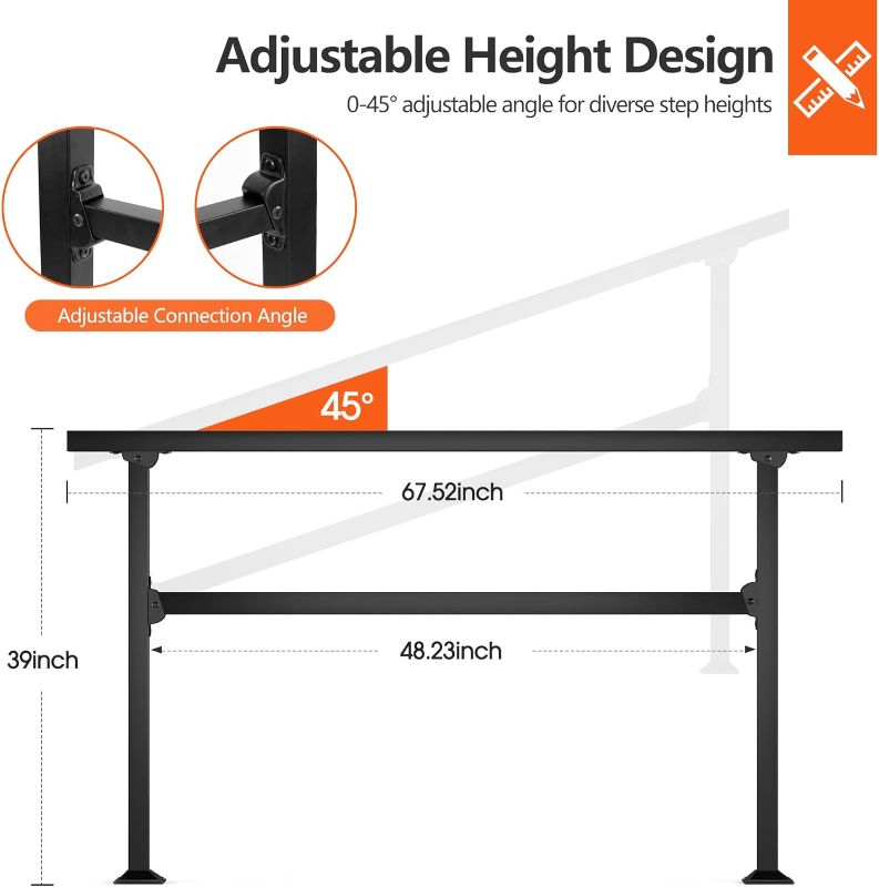 Photo 1 of Hand Rails for Outdoor Steps, Adjustable 3 Step Handrail, Indoor Stair Railing Kit, Black Railings for Outdoor Steps, Handrails for Seniors for Porch Railing, Deck Hand Rail(1-5 Step)