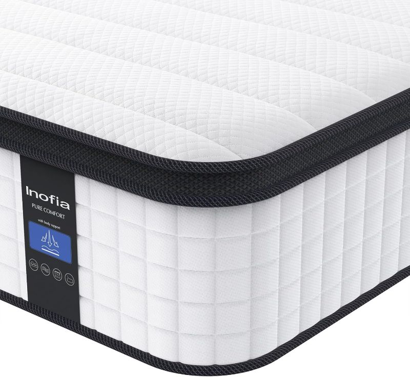 Photo 1 of Inofia Full Size Mattress, 14 inch Hybrid Full Mattress in A Box,Ultra Comfort Memory Foam Layer, Medium Feels, Cooling Breathable Cover,Low Motion Transfer Supports for Any Sleep Position
