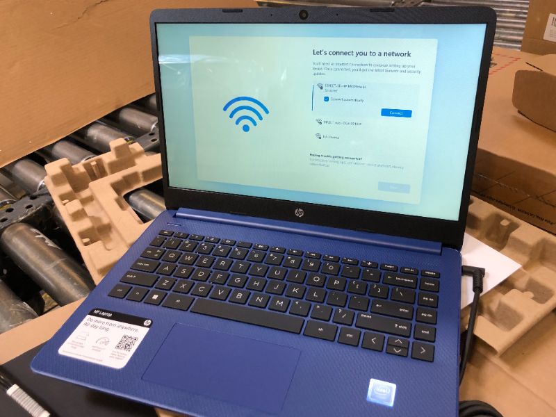 Photo 1 of HP Portable Laptop, Student and Business, 14" HD Display, Intel Quad-Core N4120, 16GB DDR4 RAM, 64GB eMMC, 1 Year Office 365, Webcam, SD Card Reader, HDMI, Wi-Fi, Windows 11 Home, Blue, KKE Mousepad