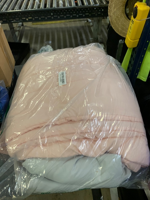 Photo 1 of Monbix Twin XL Size Comforter Set - Extra Long 5 Pieces Dorm Bedding Sets, Quilting Design Fluffy Bed in a Bag Twin XL with Sheets, Pillowcase & Sham(Light Pink)