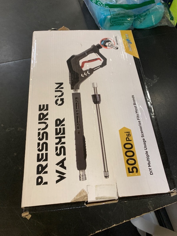 Photo 1 of AURORA CAR Pressure Washer Gun with Swivel, with Replacement Wand Extension, with M22 14mm & 15mm Fitting, 3/8" Quick Connect Plug, 5 Nozzle Tips with Nozzle Holder, 5000PSI, 41 Inch, Stainless Steel