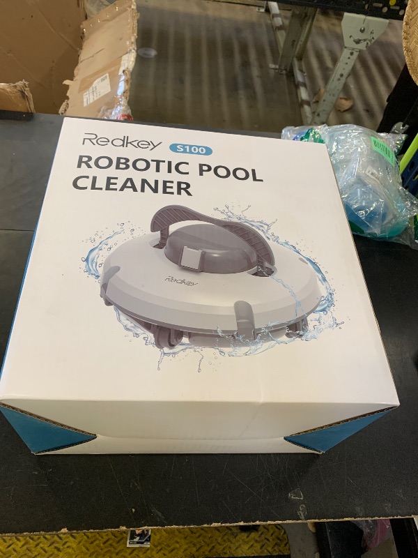 Photo 1 of Redkey S100 Cordless Robot Pool Cleaner, Last 130Min, 18° Slope Angle, Automatic Pool Vacuum for Above Ground Pools, Self-Parking Pool Cleaner with Filter Basket, Pool Robot Up to 1100 sq.ft