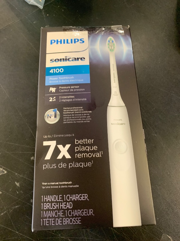 Photo 1 of Philips Sonicare 4100 Rechargeable Electric Toothbrush, Advanced Plaque Removal, Pressure Sensor, Includes Brush Head Case, White BD5002AZ