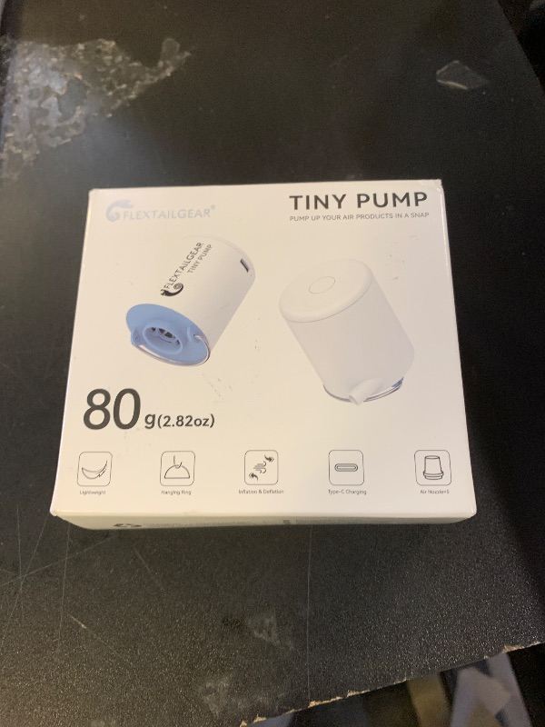 Photo 1 of FLEXTAILGEAR Air Pump for Inflatables,Tiny Pump Portable Air Pump,Ultra-Mini Pump with 1300mAh Rechargeable Battery to Inflate Deflate for Pool Floats Air Mattress Vacuum Storage Bags (Blue)