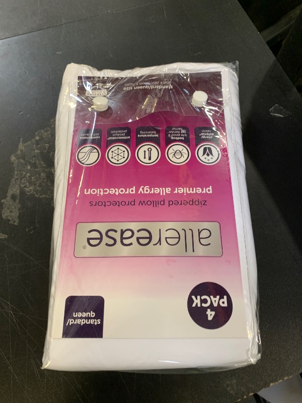 Photo 1 of Set of 4 Standard/Queen AllerEase Pillow Protectors - Temperature Balancing, Allergist Recommended - Premium Breathable, Zippered Protectors