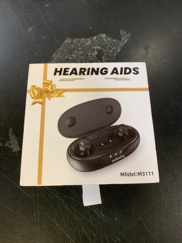 Photo 1 of NVBOTY Supermini Hearing Aids for Seniors with Digital Chips, 80H Wireless Charging Case OTC Rechargeable Hearing Amplifiers Invisible with 16-Channel Sound Processing 3 Levels Volume (Black)