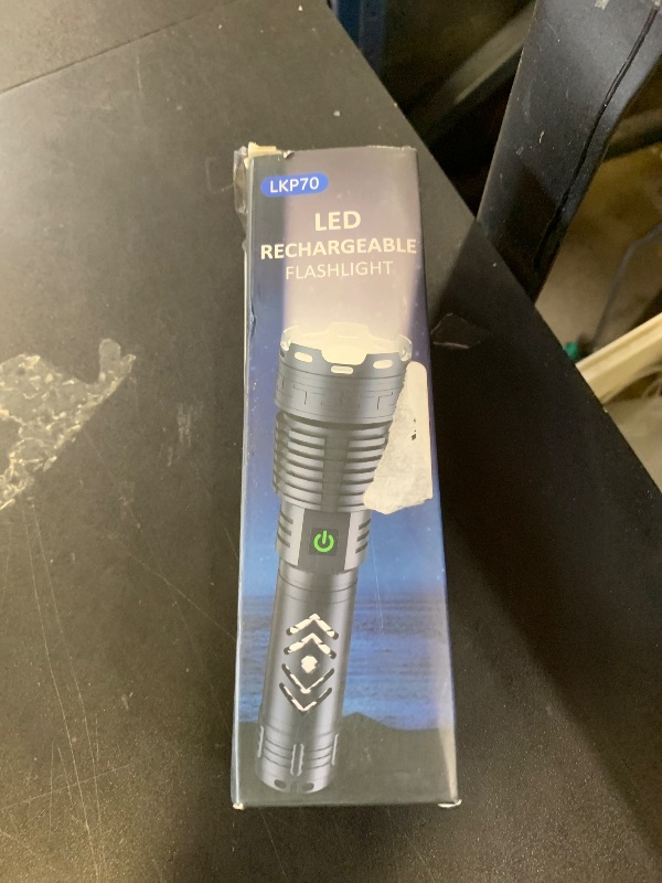 Photo 1 of Alifa Rechargeable Flashlights High Lumens, 990000 Lumens Led Tactical Flashlight, 5 Modes Super Bright Flashlight with Zoomable, IPX67 Waterproof, Handheld Flash Light for Camping Emergencies