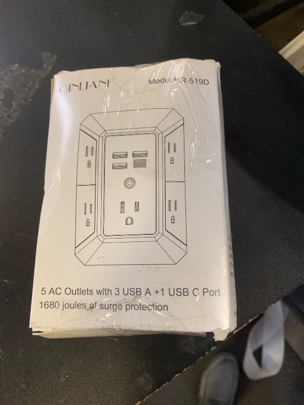 Photo 1 of Wall Charger, Surge Protector, QINLIANF 5 Outlet Extender with 4 USB Charging Ports (4.8A Total) 3-Sided 1680J Power Strip Multi Plug Adapter Spaced for Home Travel Office (3U1C)