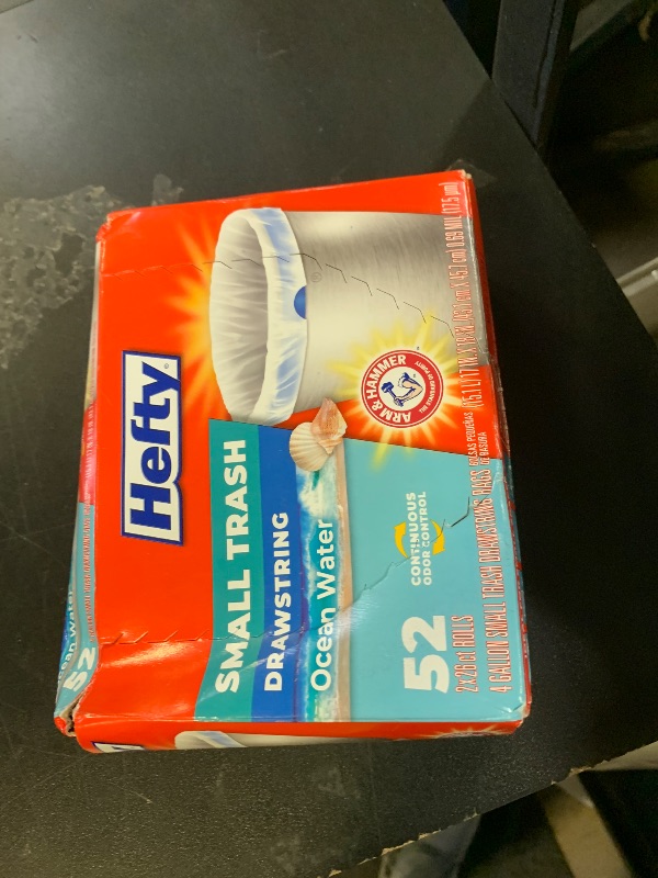 Photo 1 of Hefty Small Trash Bags, Ocean Water Scent, 4 Gallon, 52 Count