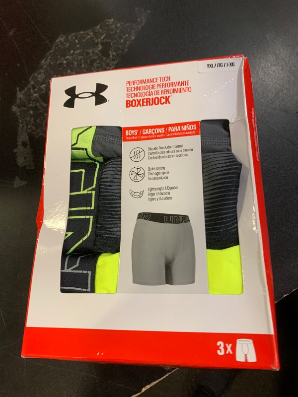 Photo 1 of Under Armour Performance Tech - Printed 3Pk Boxer Brief, 3-Pack Hi-Vis Yellow Multi, YXL