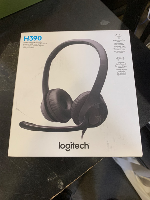 Photo 1 of Logitech H390 , Wired Headphones with Mic, USB Headset with Microphone for PC, Noise Cancelling Microphone for Video Meetings, Music, Gaming - Black