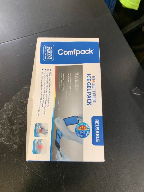 Photo 1 of Comfpack Cold Therapy Wrap with 2 Packs for Pain Relief, Reusable Gel Ice Packs for Foot Plantar, Wrist, Ankle, Great for Sprains, Muscle Pain, Bruises, Injuries