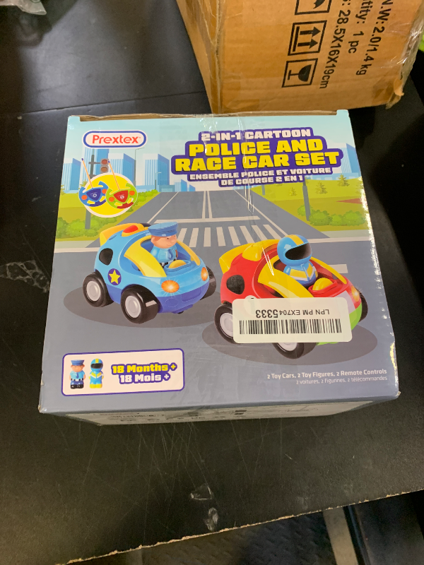 Photo 1 of PREXTEX Cartoon Remote Control Car - 2-Pack Police and Race Car Toddler Toys - RC Cars for Kids with Different Frequencies - Easy Remote Control Toy and Thoughtful Gifts for Boys and Girls