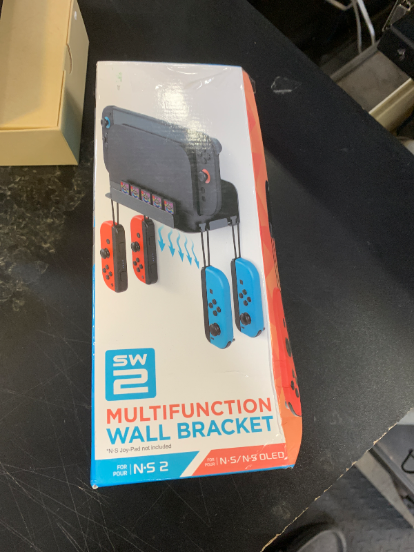 Photo 1 of [Switch 2/1/OLED Compatible] Auarte Metal Wall Mount for Nintendo Switch 2 Console 2025, Switch 2 Accessories Organizer Shelf Base Kit Behind TV with 5 Card Slots and 4 Joy-con Hanger, Carbon Black