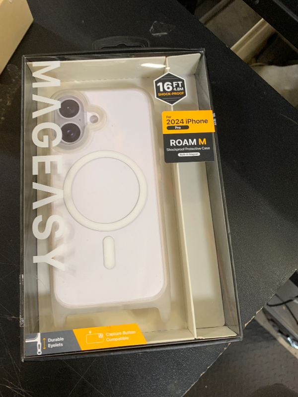 Photo 1 of MAGEASY Case for iPhone 16 6.1" - Case with Crossbody Strap, 16ft Drop Protection, Compatible with MagSafe | Roam M (Transparent)