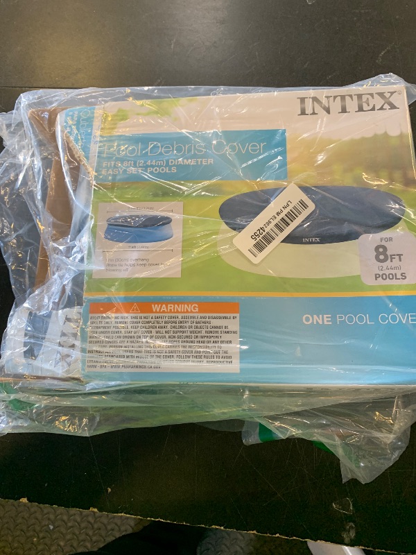 Photo 1 of Intex Easy Set Pool Cover - 8 FT for Easy Set Inflatable Pools - 28020E Pool Cover - Includes Rope Tie, Drain Holes, Snug Fit to Protect Water from Bugs, Scum, and Evaporation