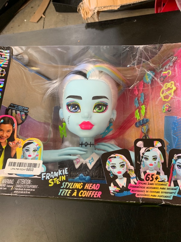 Photo 1 of Monster High Frankie Stein Doll Head for Hairstyling with 65+ Accessories Including Wear & Share Nails, Hair Ties, Barrettes & Stickers