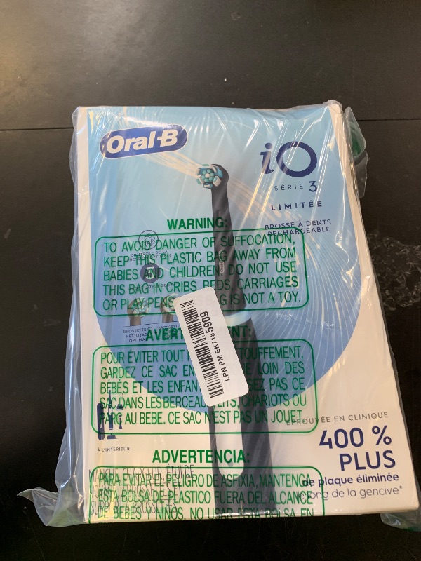 Photo 1 of Oral-B iO Deep Clean Rechargeable Electric Powered Toothbrush, Black with iO Series 3 Limited, 2 Brush Heads and Travel Case - Pressure Sensor to Protect Gums - 3 Cleaning Settings - 2 Minute Timer