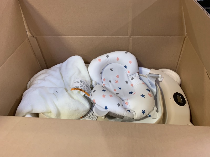 Photo 1 of MoreFeel Collapsible Baby Bathtub for Newborn with Thermometer & 1 Hooded Towel & 1 Soft Floating Cushion,Portable Travel Bathtub with Drain Hole, Durable Foldable Baby Tubs for Infants to Toddler